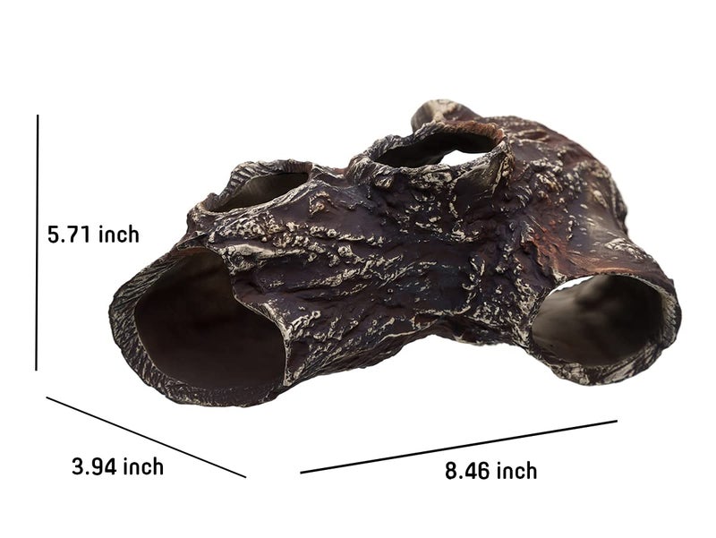 Plecoceramics Aquarium Cave - Ceramic Betta Fish Tank Decor - Natural Aquarium Decor - Large Reptile Hide - Fish cave Hideout - Snake Hide - Cave for Cichlids and plecos (Tree Trunk) - Image 4
